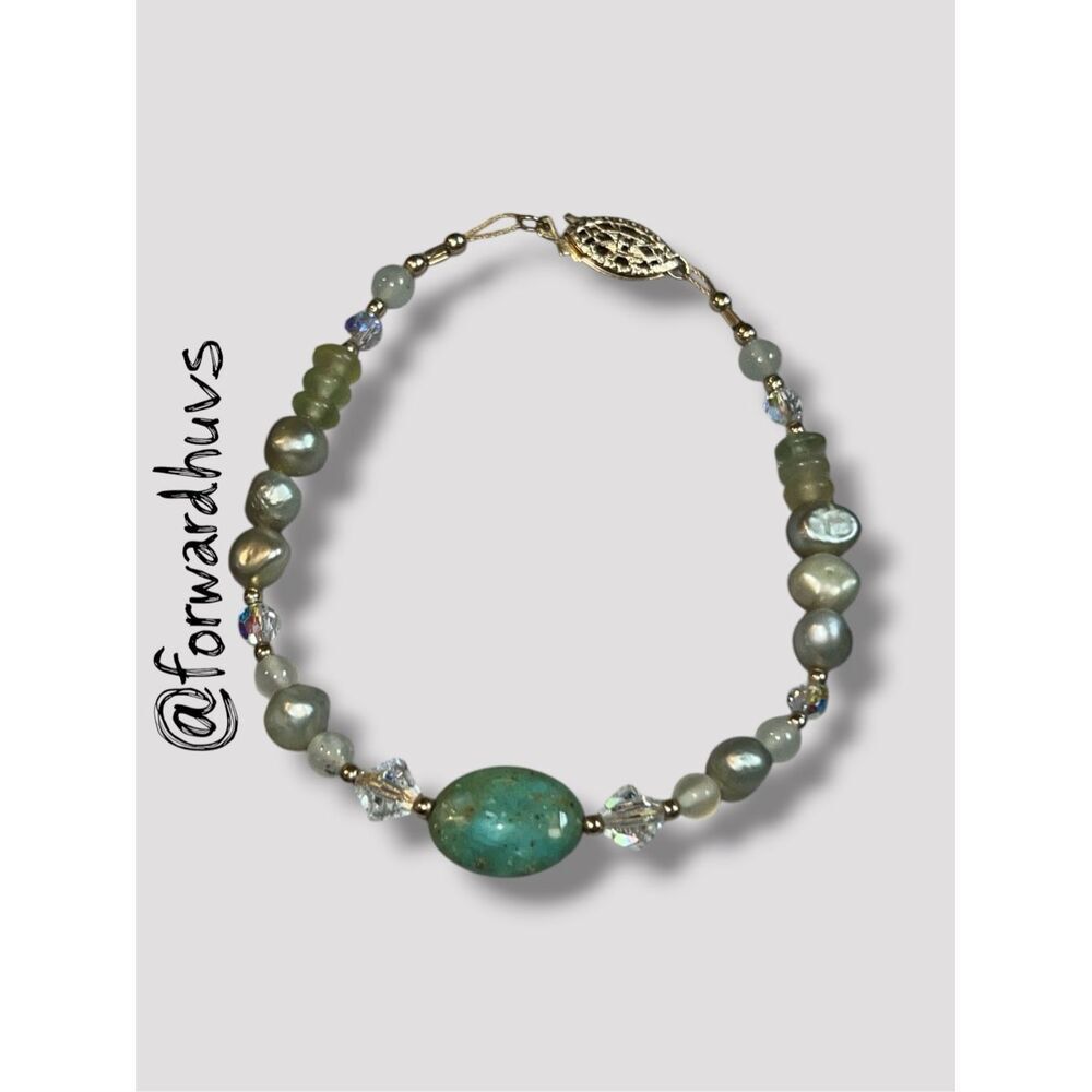 1/20 14K Gold‑Filled Stone & Bead Bracelet